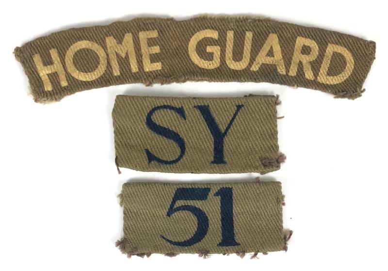 WW2 Home Guard SY 51 Malden Surrey cloth designation badges