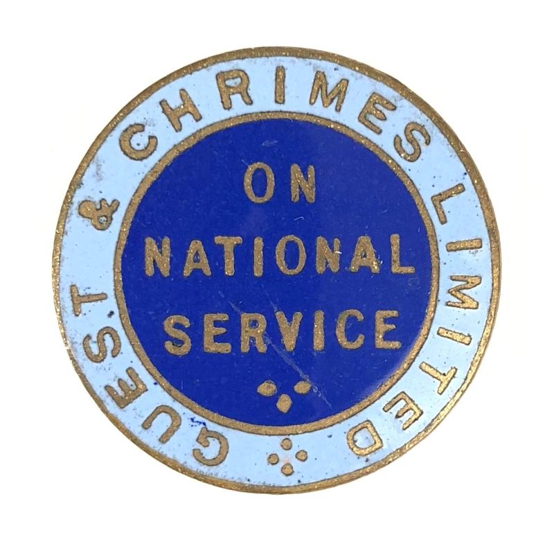 WW2 Guest and Chrimes Ltd  On National Service war worker badge Rotherham