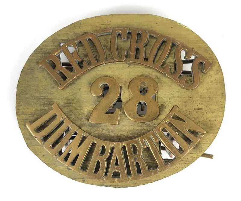 RED CROSS 28 DUMBARTON shoulder title badge Scotland