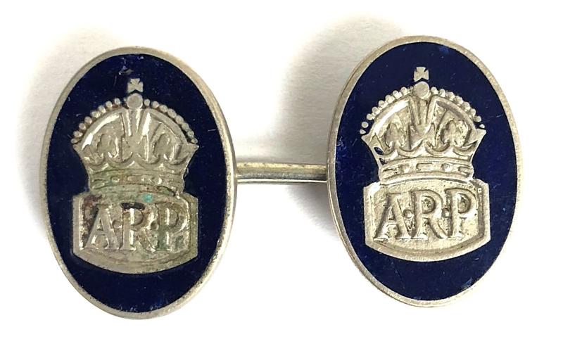 Air Raid Precautions silver plated ARP single cufflink badge by OSOEZI LONDON