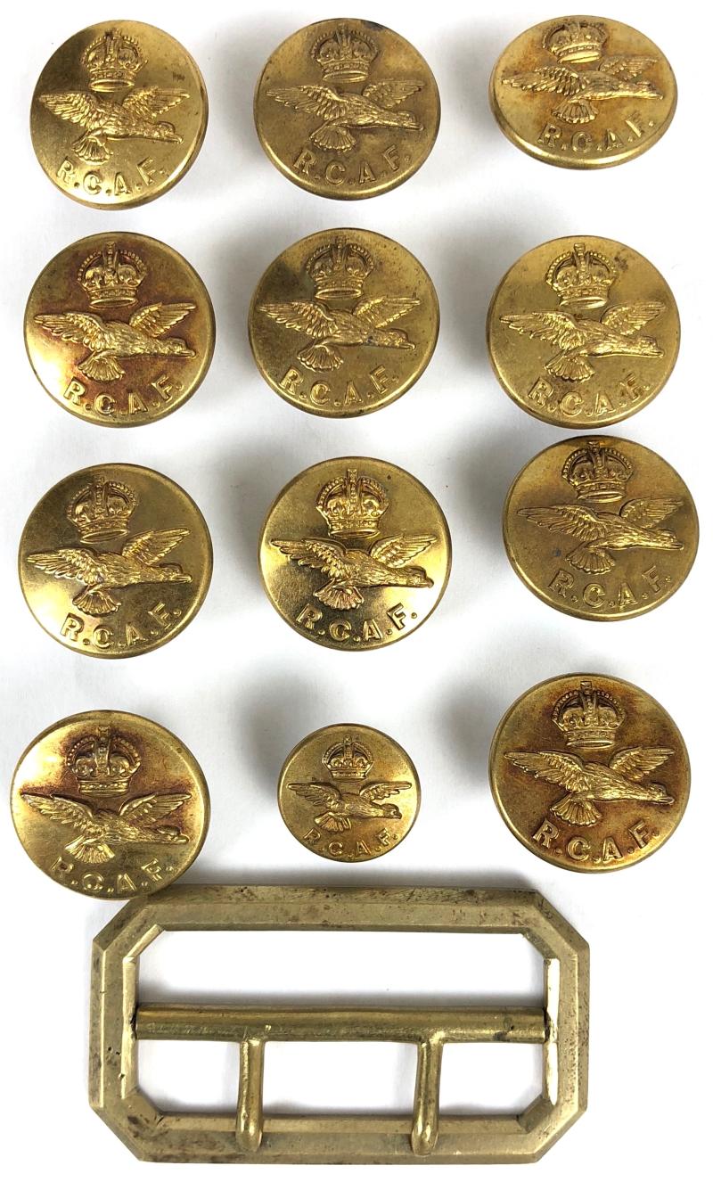 Royal Canadian Air Force Twelve RCAF Brass Buttons by C & J. Weldon London