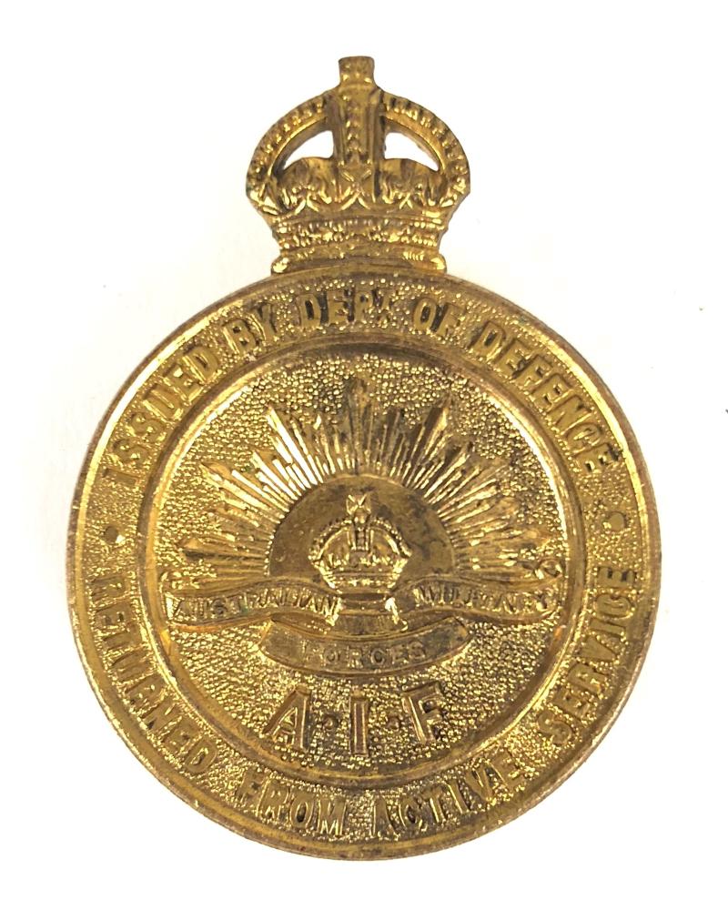 WW1 Australian Imperial Force AIF Returned from Active Service badge