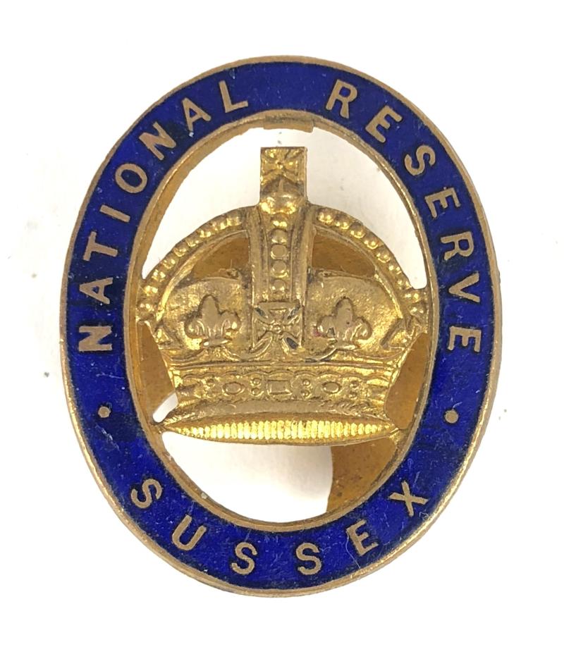 WW1 National Reserve Sussex home front numbered badge