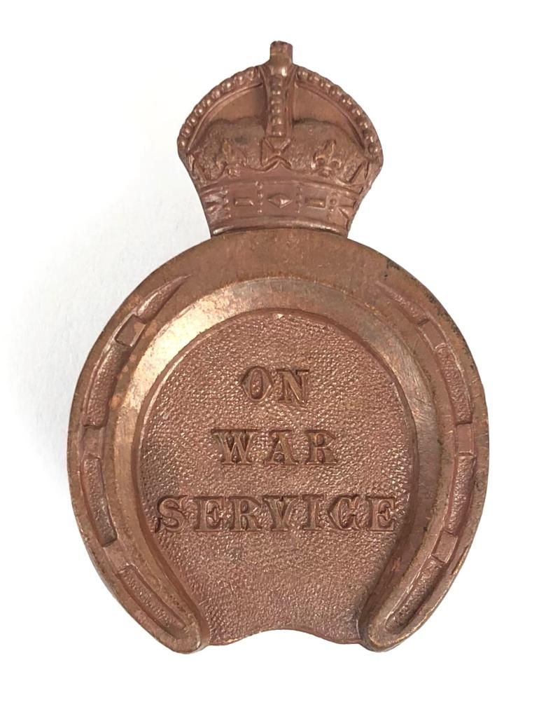 WW1 On war service Farrier badge for supplying horseshoes to British Army