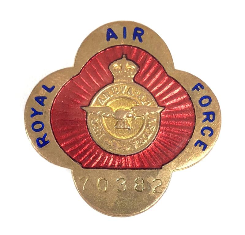 WW2 Royal Air Force war workers numbered identification badge