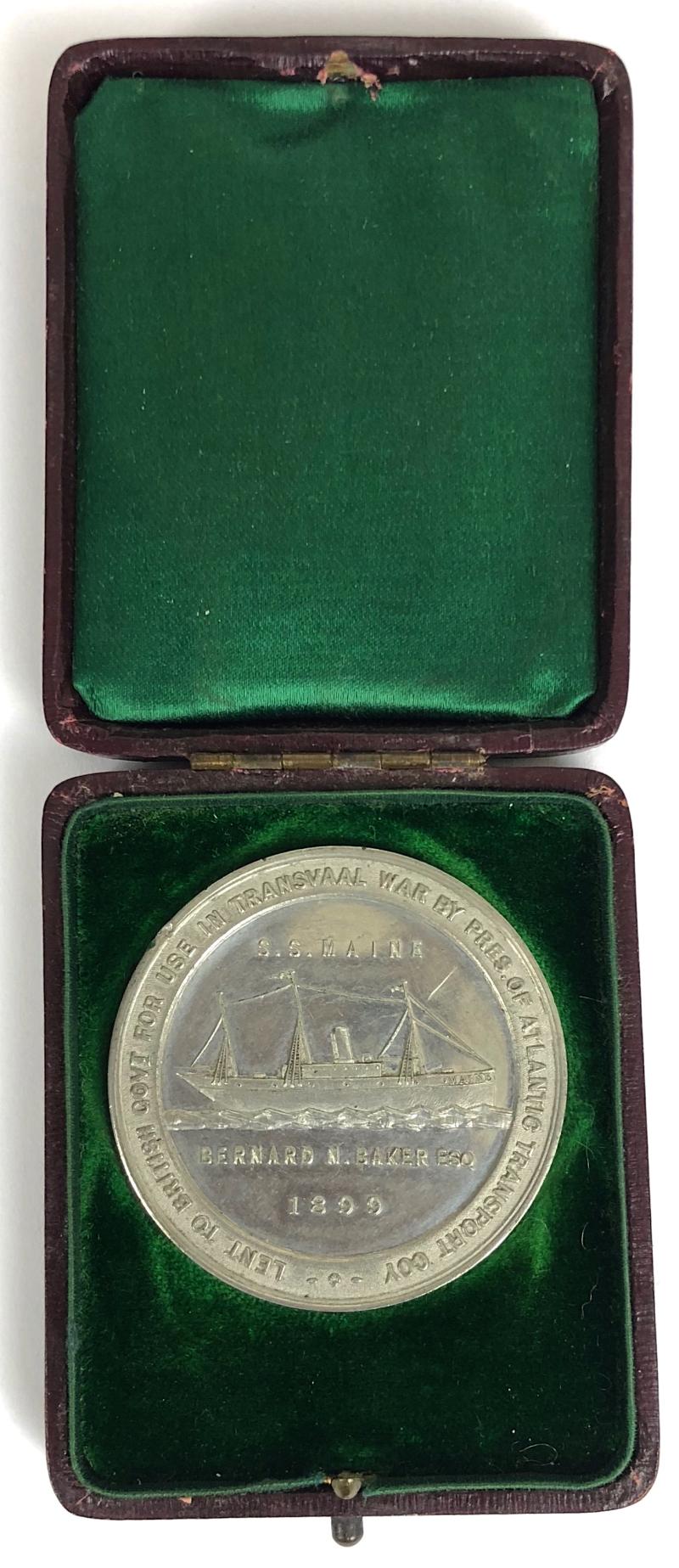 S.S. Maine 1899 Hospital Ship Boer War Medallion and Case