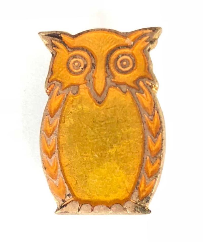 Girl Guides Tawny Owl assistant leader yellow translucent enamel badge