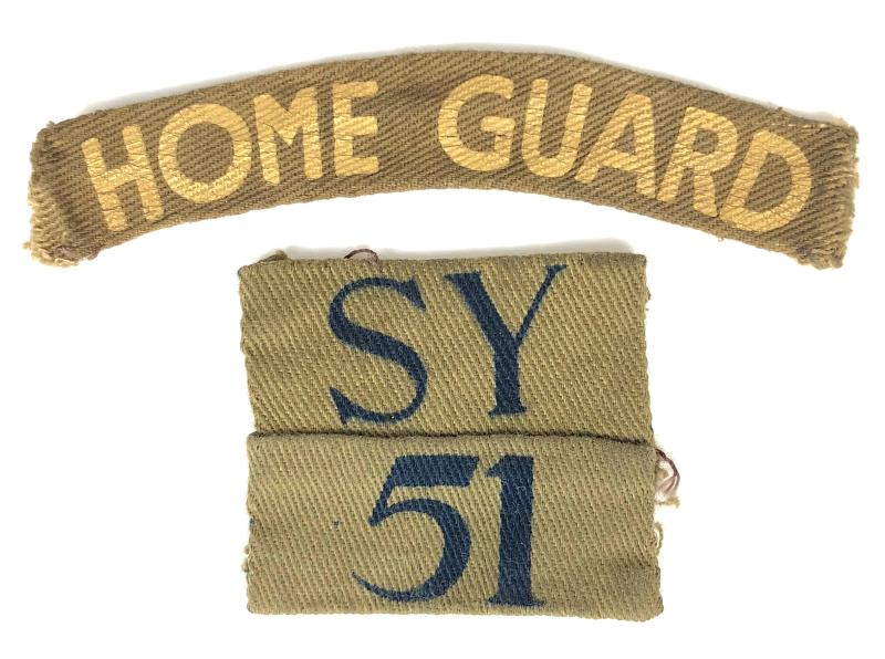 WW2 Home Guard SY 51 Malden Surrey cloth designation badges