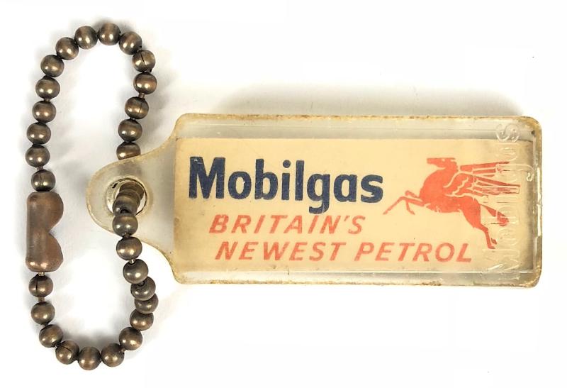 Mobilgas Britain's Newest Petrol advertising keyring badge circa 1953