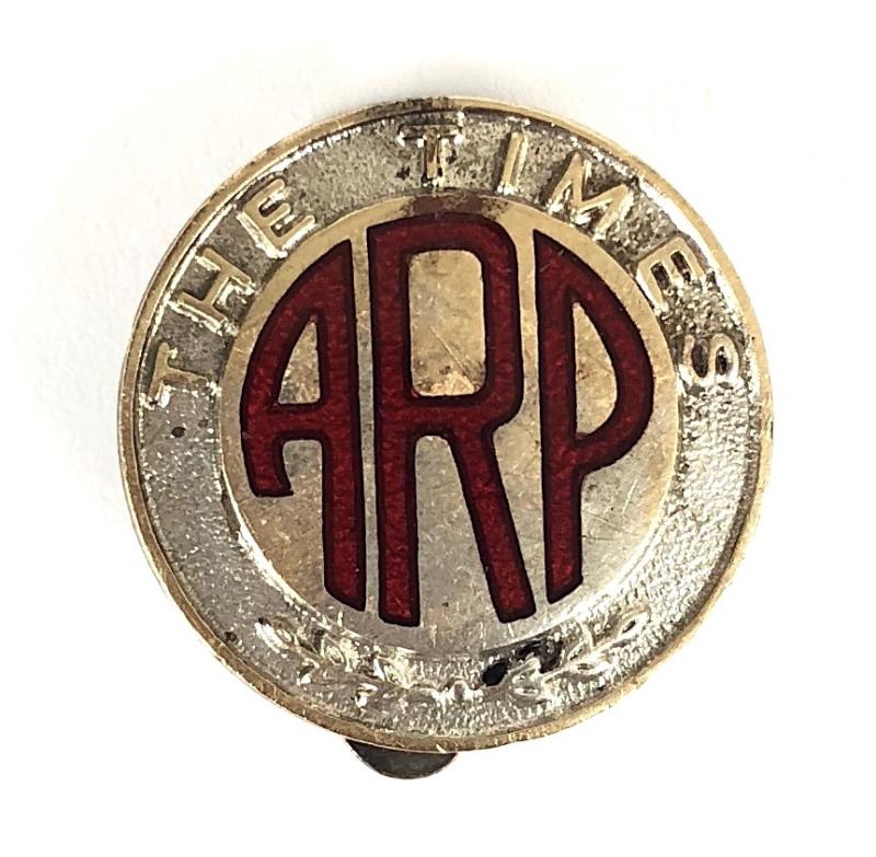 The Times Newspaper ARP Air Raid Precauctions Badge