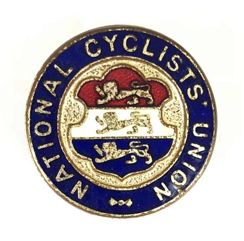 National Cyclists Union silver plate and enamel pin badge H.W.Miller