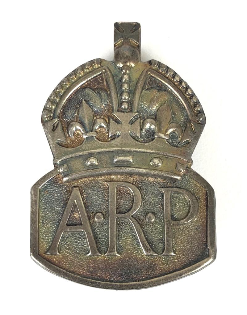 Air Raid Precautions 1938 silver lady warden ARP pin badge