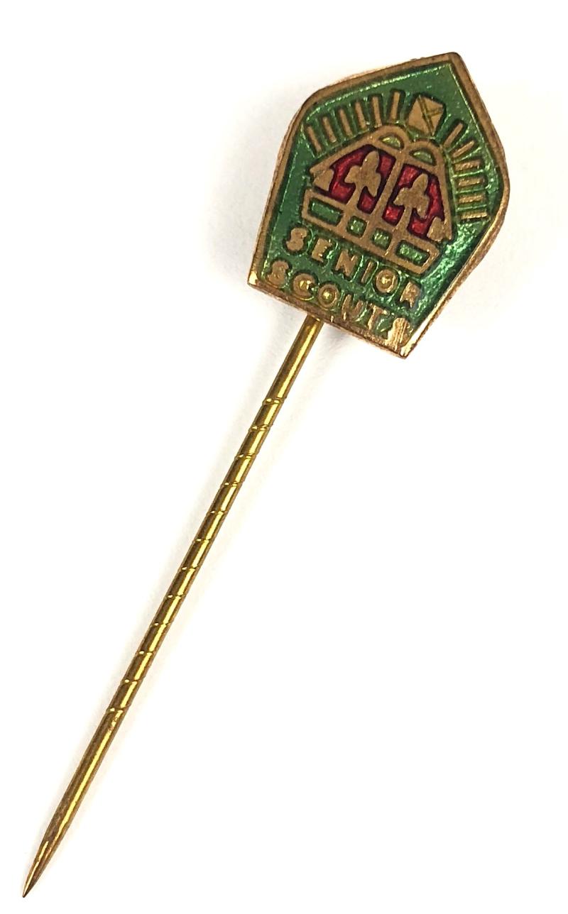 Senior Scouts Kings green enamel stickpin badge