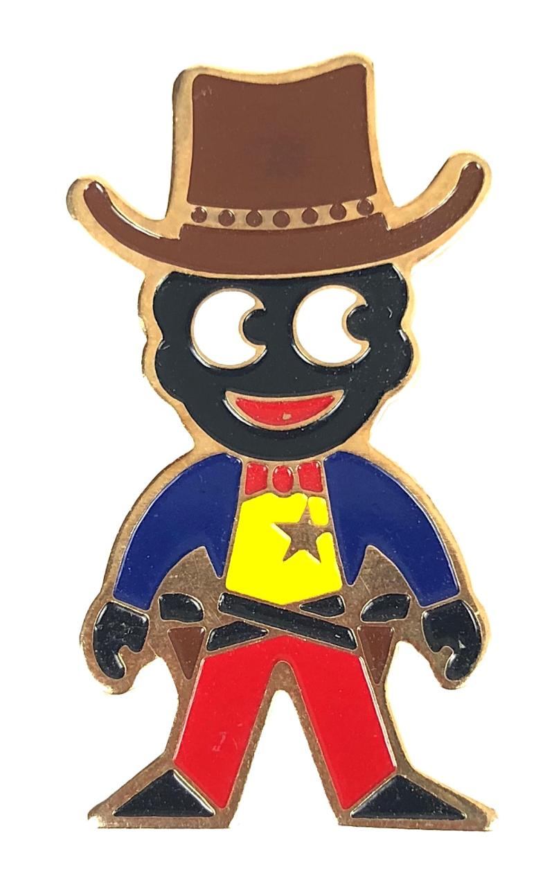 Robertsons 1980 Golly cowboy advertising badge open circles