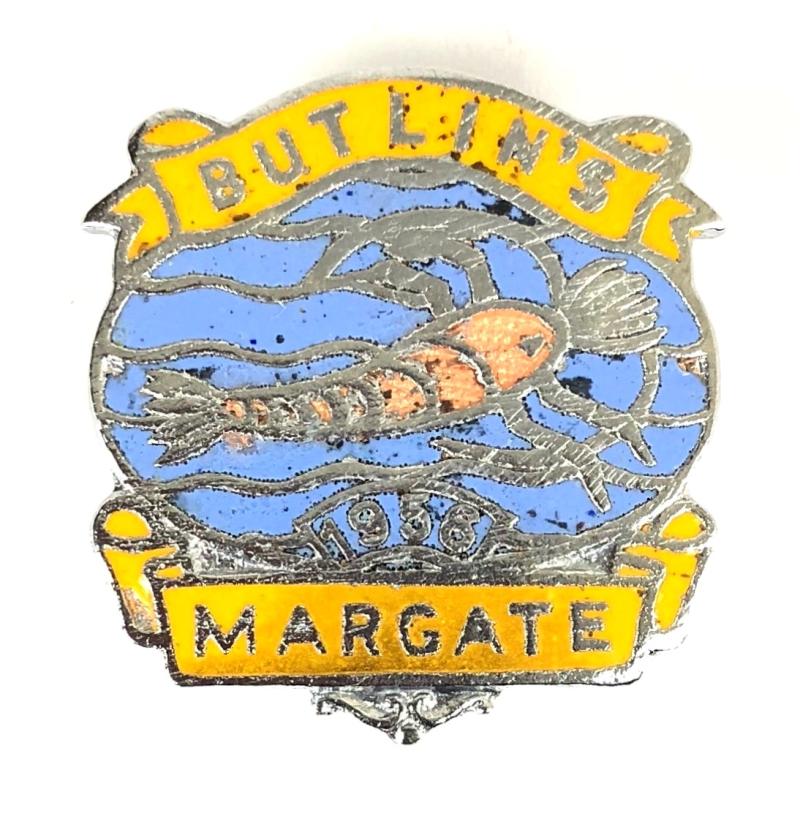 Butlins 1956 Margate Holiday Camp prawn badge