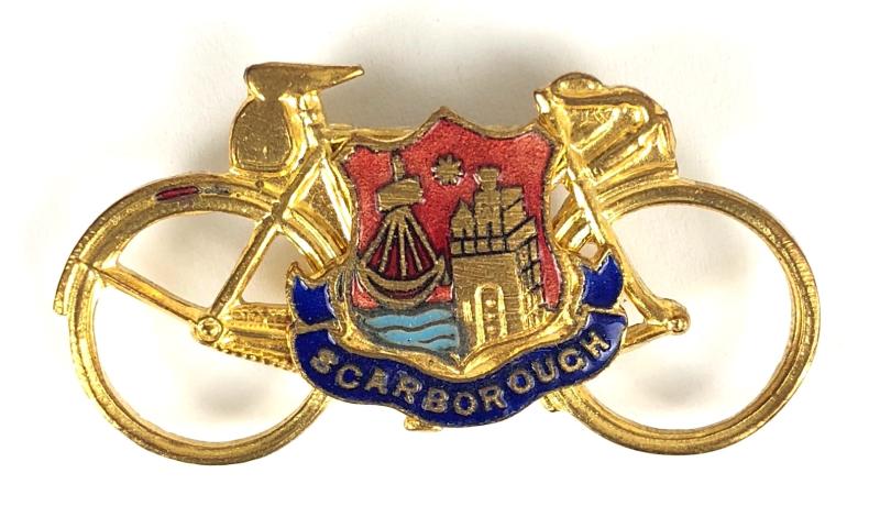 Cyclists Touring Scarborough souvenir bicycle badge North Yorkshire