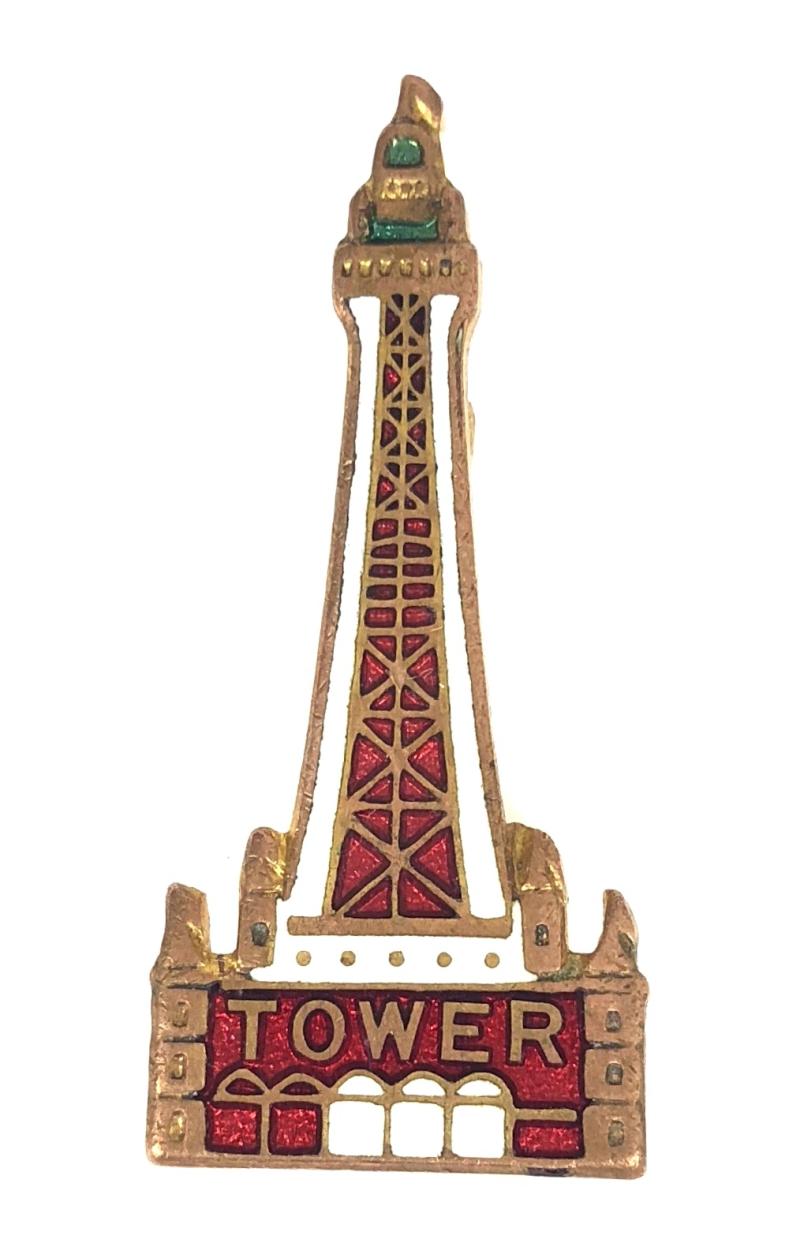 Blackpool Tower red and white enamel souvenir pin badge by MILLER