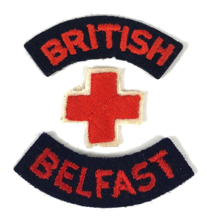 British Red Cross Society Belfast set of cloth sleeve badges