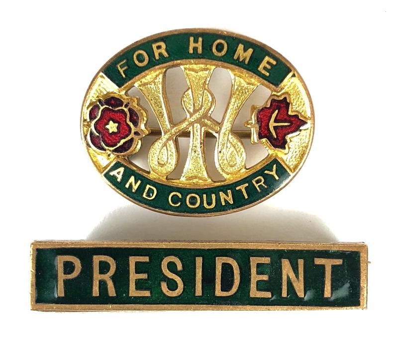 For Home and Country WI badge together with a PRESIDENT title bar