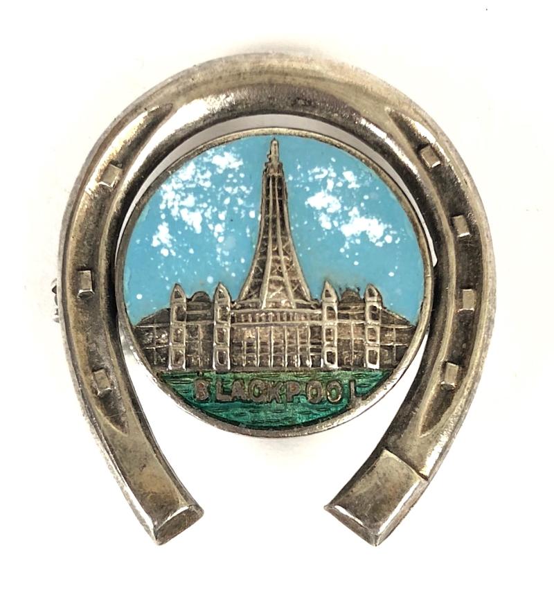 Blackpool Tower Good Luck horseshoe pin badge