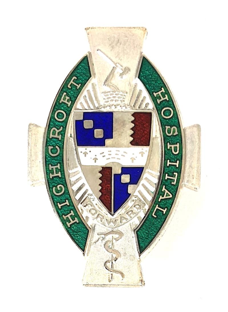 Highcroft Hospital Birmingham 1983 Hm silver nurse's badge