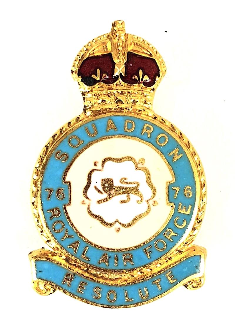 RAF No 76 Bomber Squadron Royal Air Force badge H.W. MILLER LTD