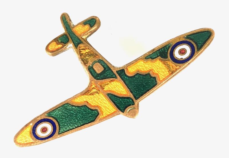 Royal Air Force Spitfire camouflage fighter plane badge c.1940's H.W.MILLER