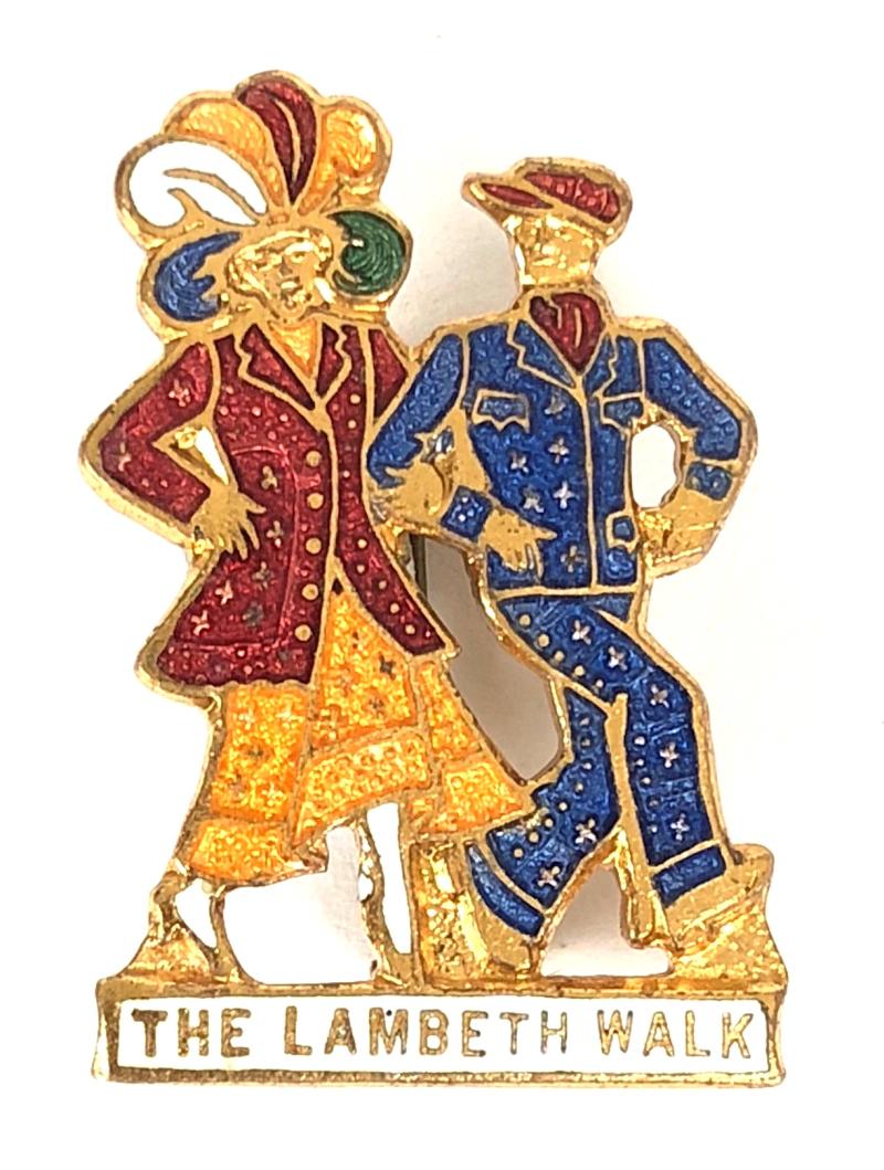 THE LAMBETH WALK song sheet music advertising badge c.1937