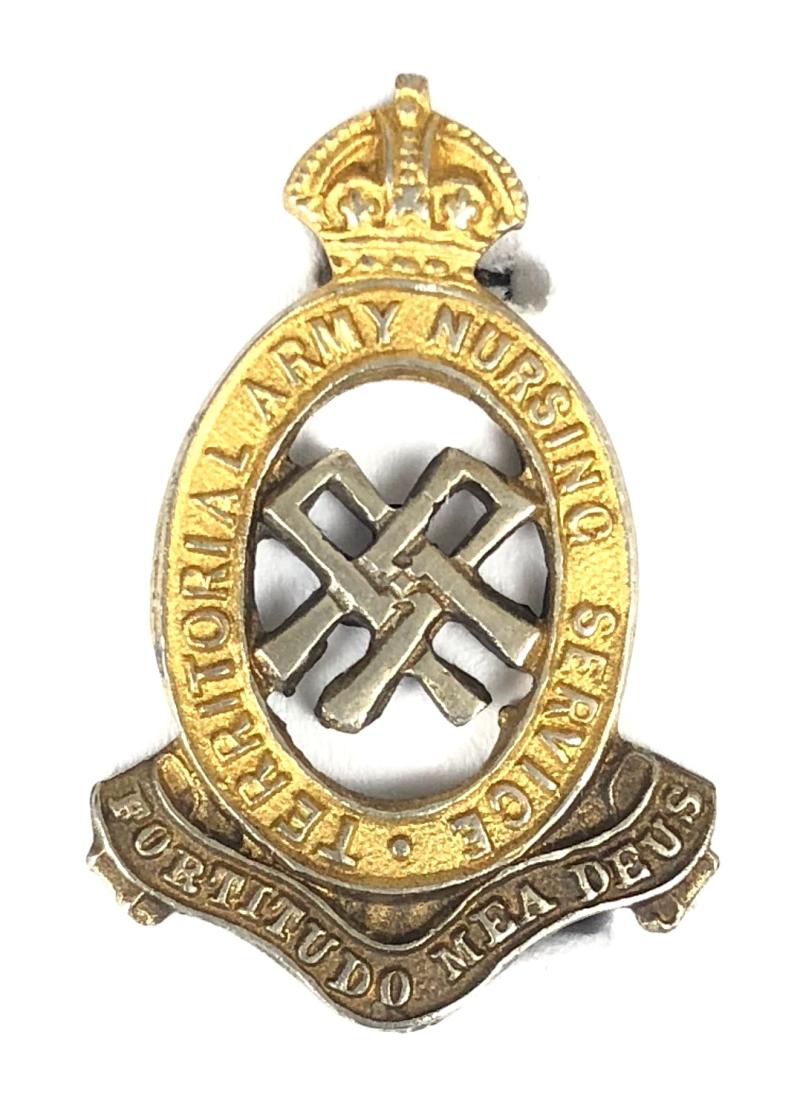 Territorial Army Nursing Service TANS silver gilt collar badge