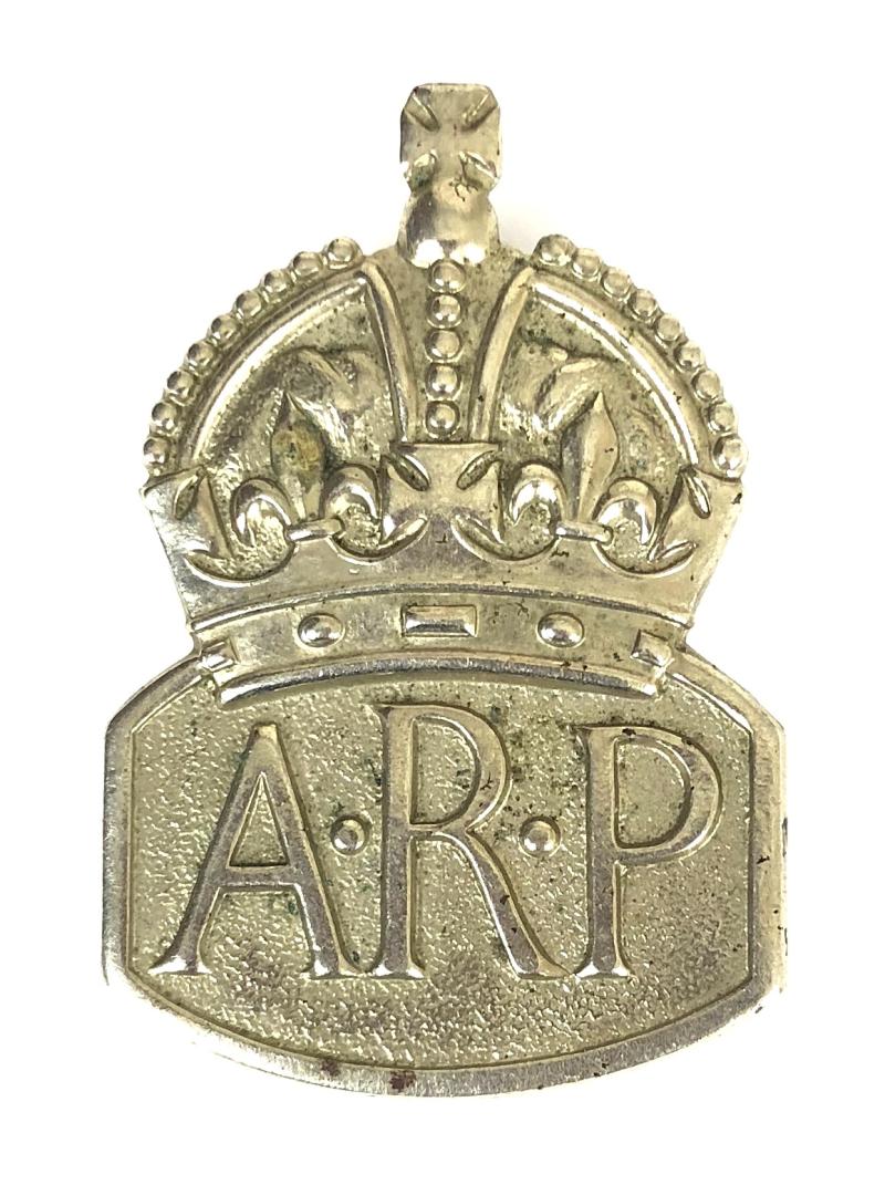 WW2 Air Raid Precautions ARP white metal lady warden pin badge