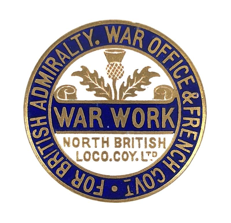 WW1 North British Locomotive Co Ltd War Workers Badge Scotland