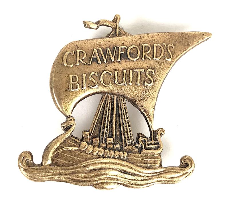 Crawford's Biscuits viking ship advertising pin badge