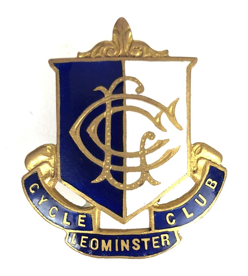 Leominster Cycle Club Edwardian Gilt & Enamel Badge Herefordshire