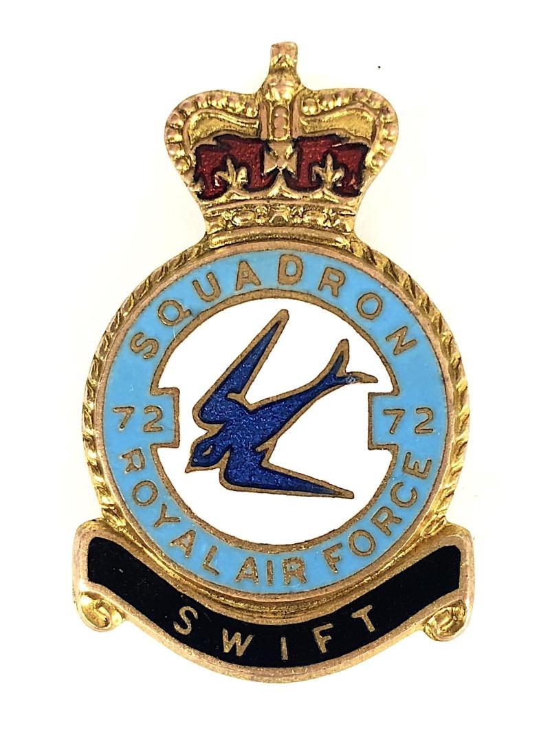 RAF No 72 Battle of Britain Squadron Royal Air Force badge c1950s H.W.Miller