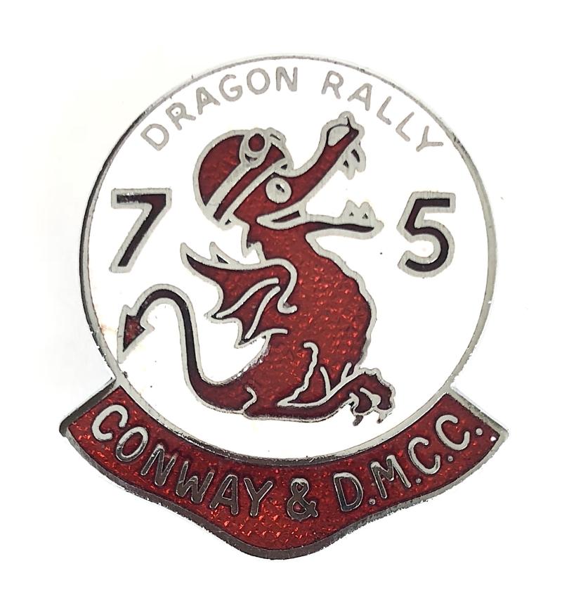 Conway & District Motor Cycle Club 1975 Dragon Rally Badge Wales