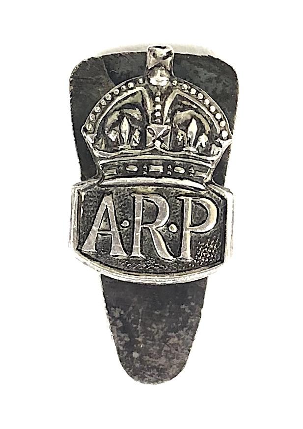 Air Raid Precautions Warden miniature 1939 Hm silver ARP badge by Thomas James Skelton