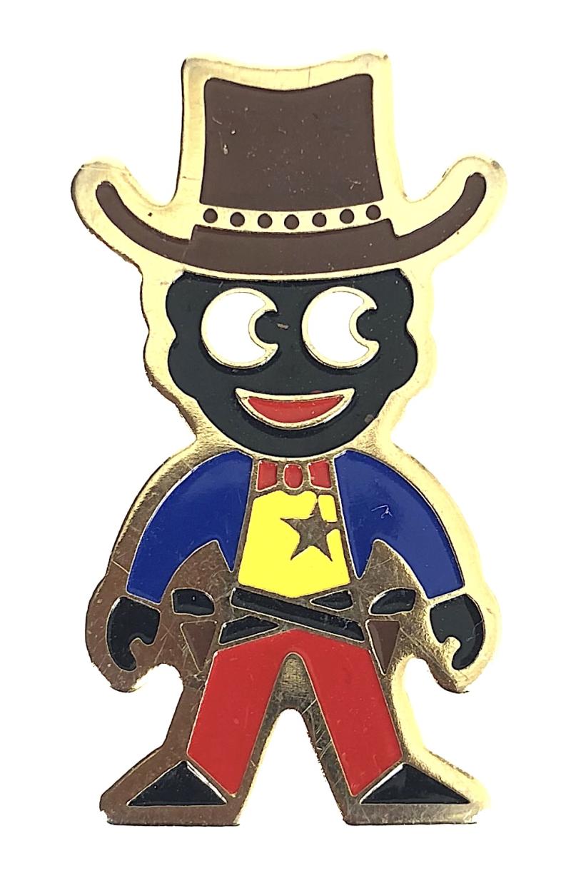 Robertsons 1980 Golly Cowboy advertising badge closed circles