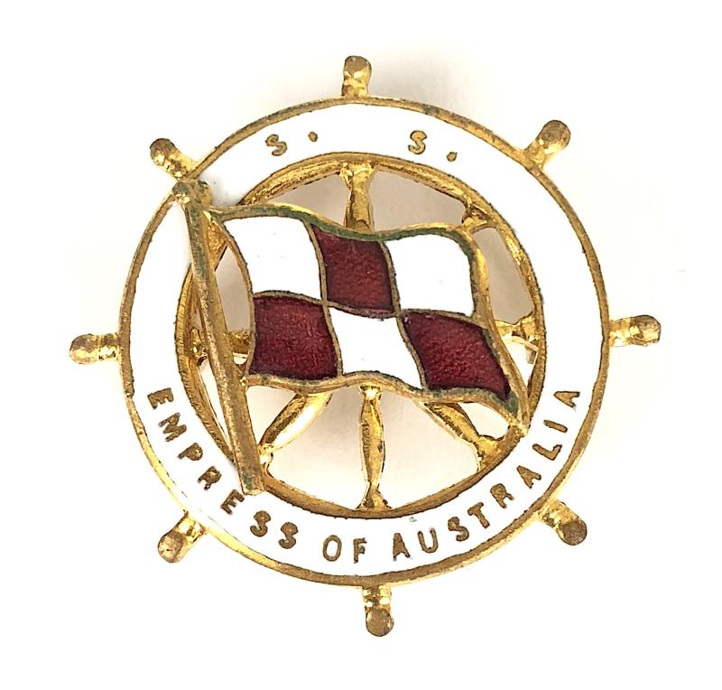 SS Empress of Australia Canadian Pacific Line ships wheel pin badge