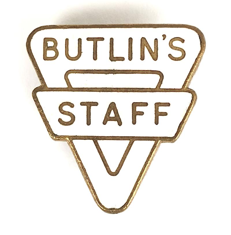 Butlins Holiday Camp White Inverted Triangle Numbered Staff Badge