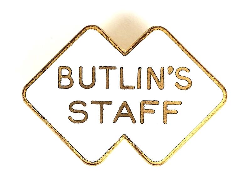 Butlins Holiday Camp White Overlapping Squares Numbered Staff Badge