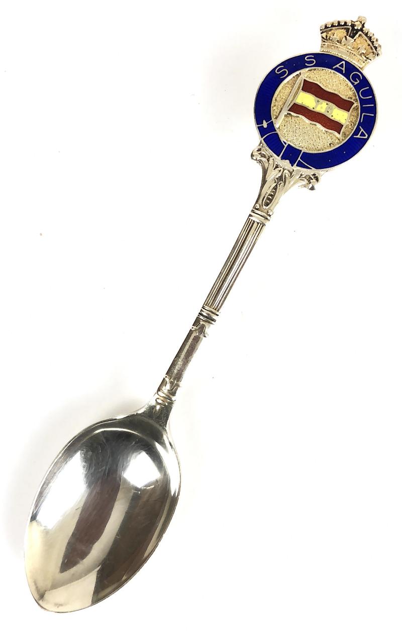 S.S. Aguila Yeoward Line 1932 Hm Silver Souvenir Spoon