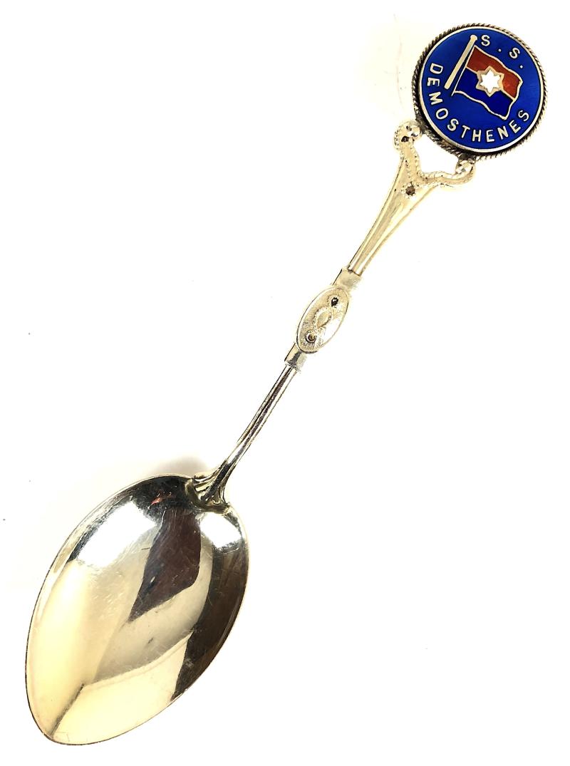 S.S. Demosthenes 1911 Antique Silver Souvenir Spoon