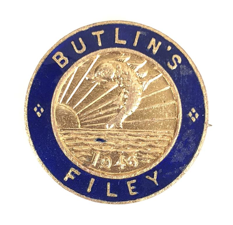 Butlins 1946 Filey Holiday Camp leaping fish badge