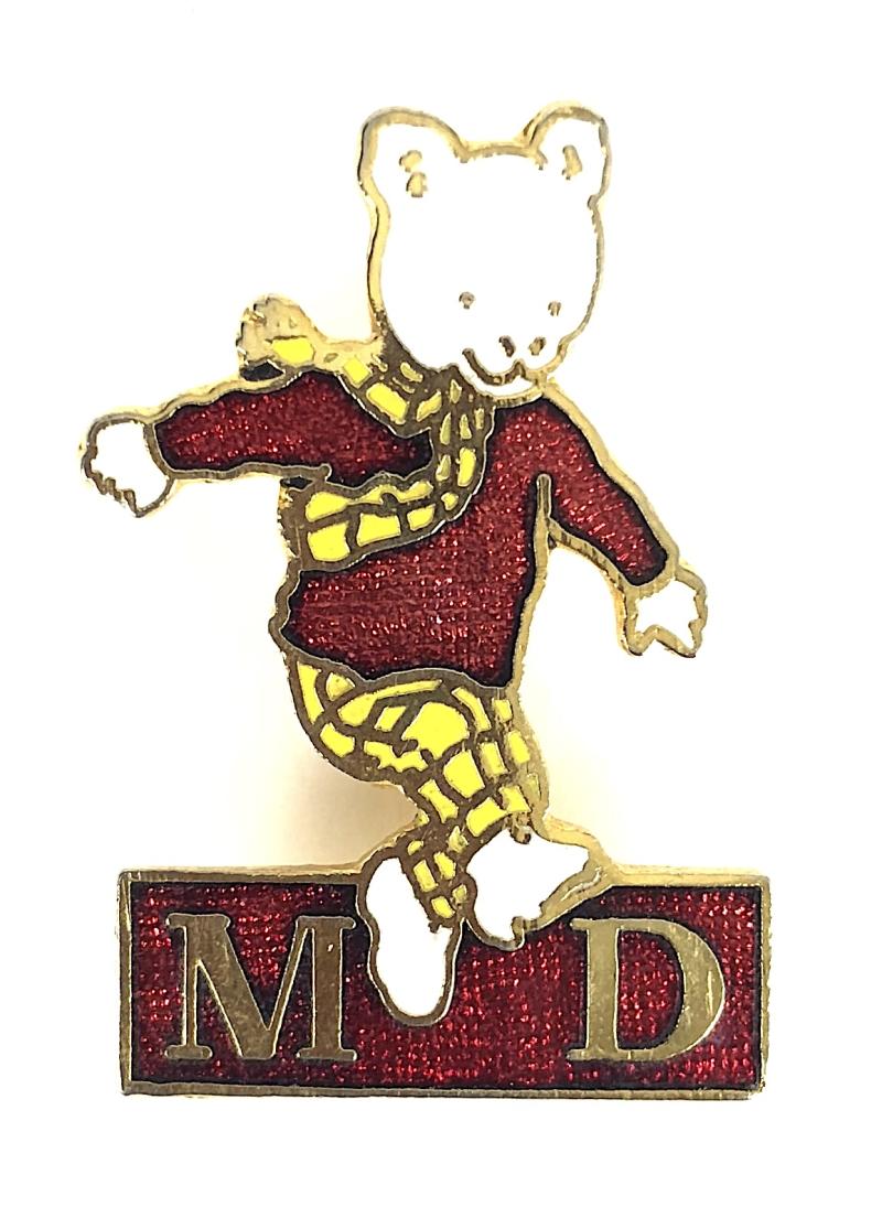 Daily Express Newspaper Rupert Bear MN Muscular Dystrophy Charity Badge c.1989