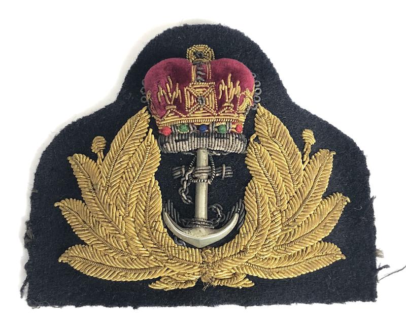 Royal Navy Officers gold bullion cap badge post 1953