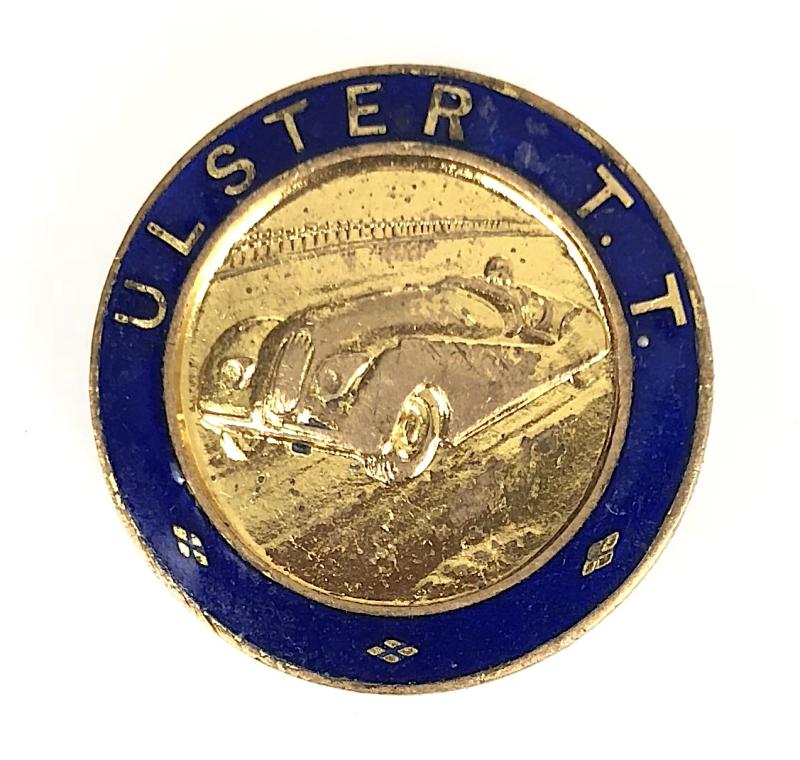 Ulster T.T. tourist trophy numbered motor racing car badge Northern Ireland