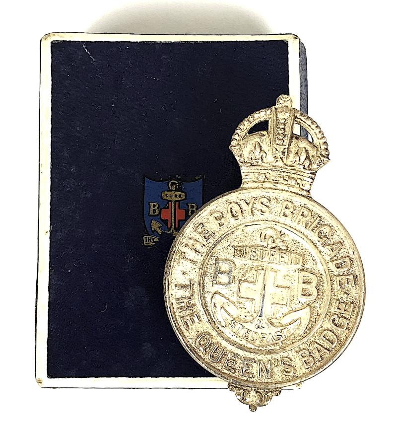 The  Boys Brigade Premier Award Queens Badge in presentation case