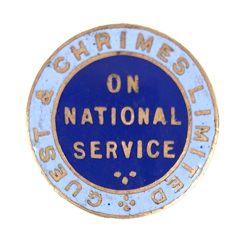 Guest and Chrimes Ltd On National Service war workers badge Rotherham