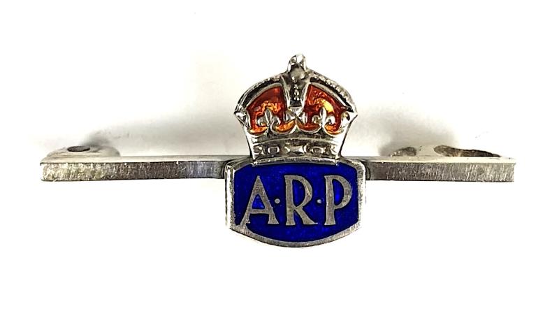 Air Raid Precautions miniature ARP Silver and Enamel  Badge