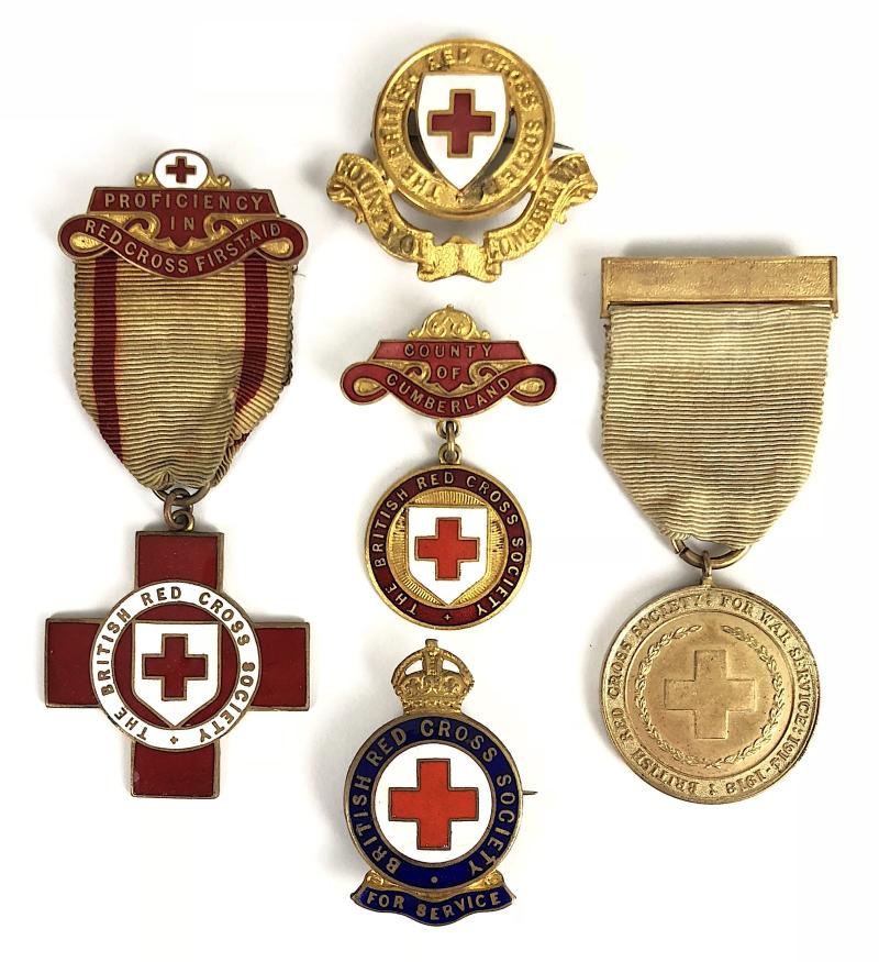 WW1 British Red Cross Society County of Cumberland group of badges Jessie Macdonald